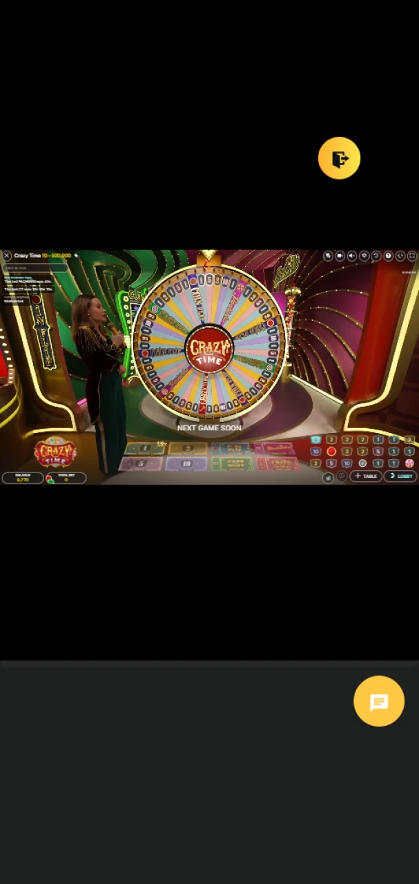 Place your bets in the Crazy Time game at 96in Casino.