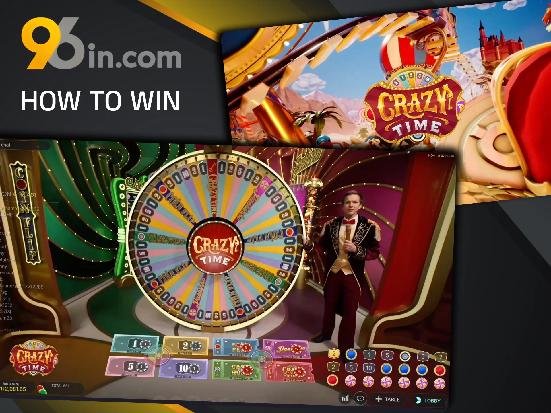Winning in Crazy Time at 96in requires focus and strategic betting to maximize payouts.