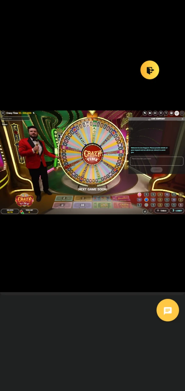 Contact the 96in support team in the Crazy Time game.