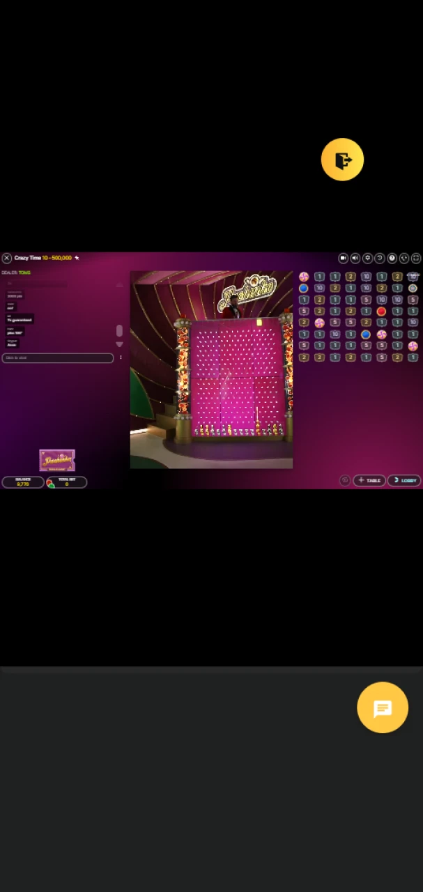Easily switch views in the Crazy Time game at 96in.