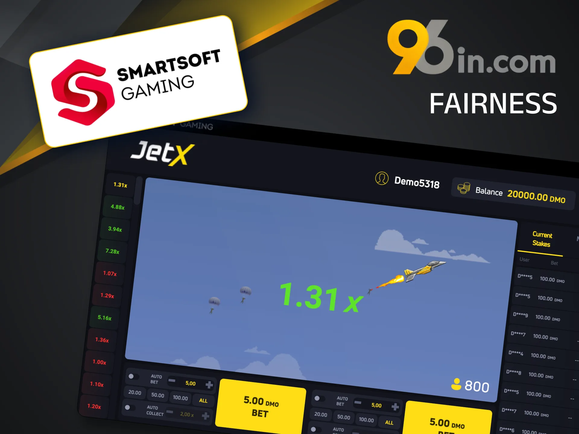 Play JetX at 96in with confidence, knowing that the platform does not influence outcomes.